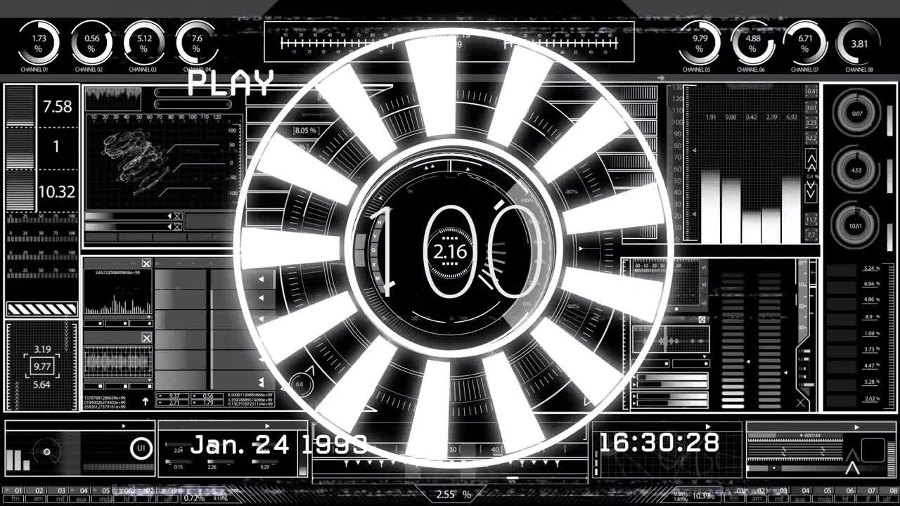 검은 바탕에 스 ⁇  스캐닝과 함께 데이터 처리에 대한 간섭의 애니메이션