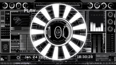 animation of interference over data processing with scope scanning on black background