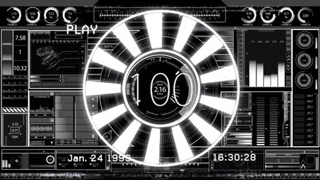 animación de interferencia durante el procesamiento de datos con escaneo de alcance sobre fondo negro