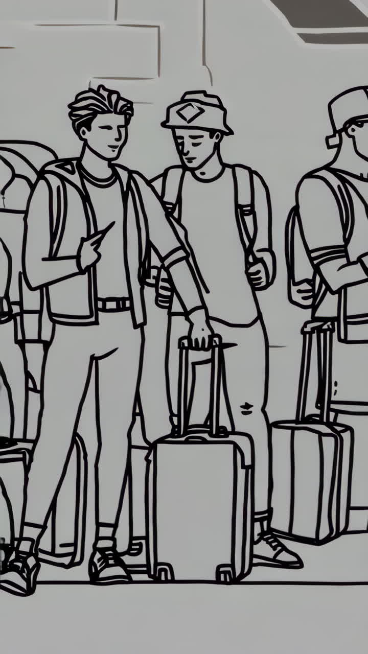 Monochrome Line Art Illustrations of Travelers