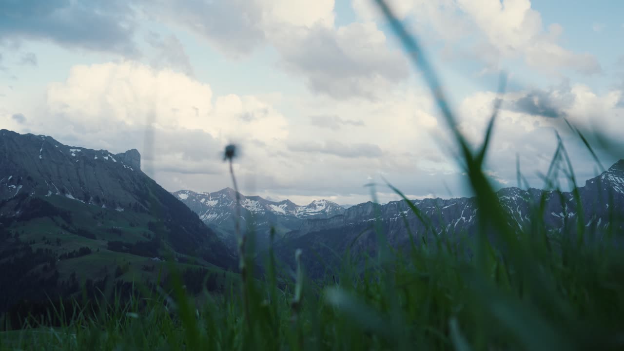 beautiful mountain landscape on a meadow sunset or sunrise