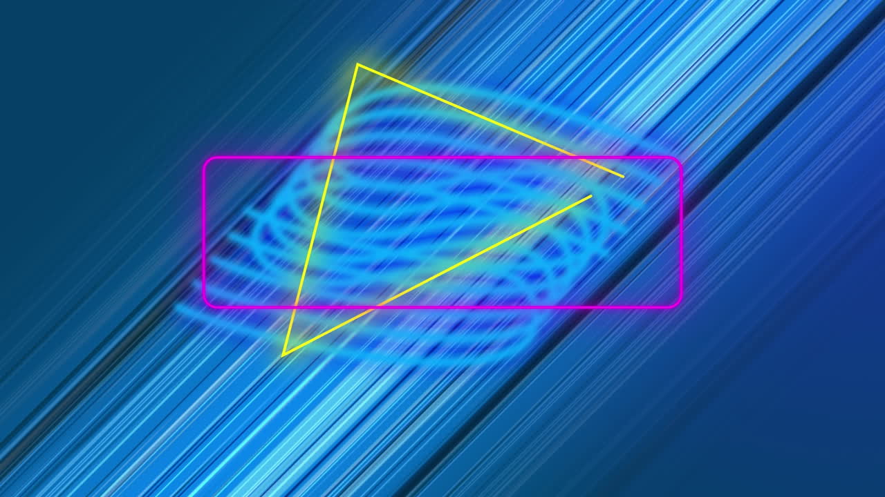 animación de formas de neón sobre senderos azules en movimiento