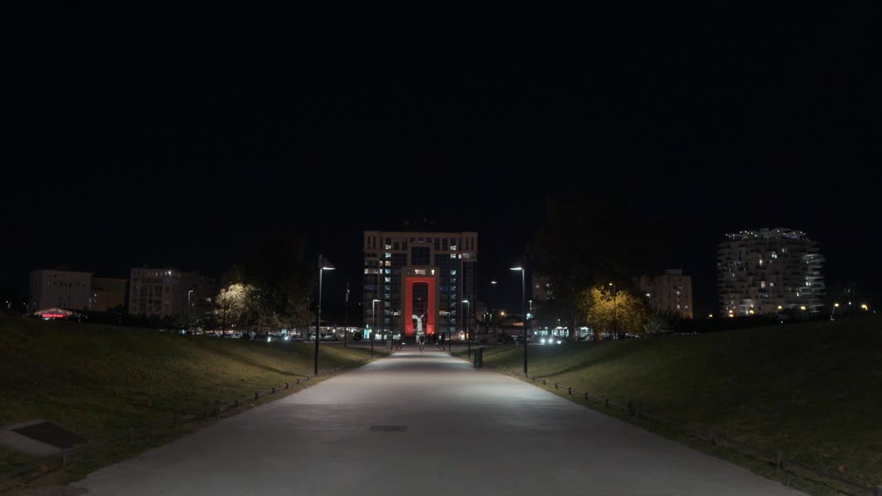 밤에는 시내 중심가, 레스토랑 및 바로 이동, 몽펠리에 - 프랑스