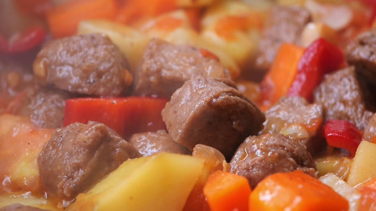Close-up de ensopado de carne