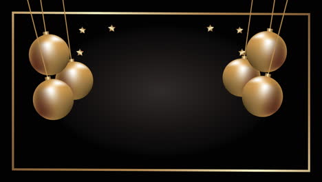 feliz navidad tarjeta de oro con bolas colgando