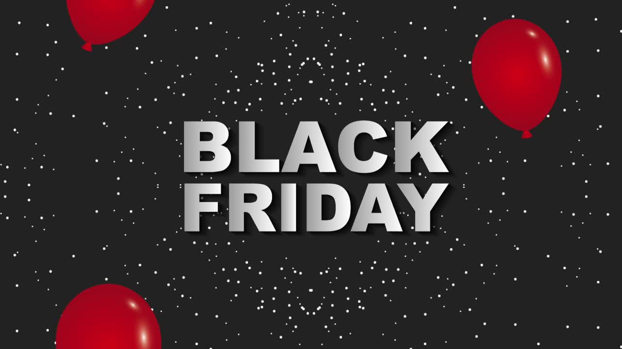 красные падающие воздушные шары черная пятница темный пунктирный фон черная пятника анимация hd