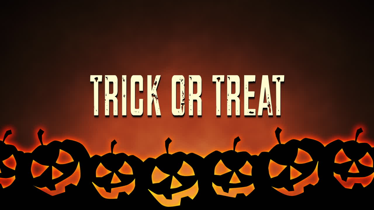 truco o trato con calabazas naranjas en la noche