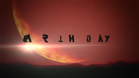 earth day with red planet and mountain in dark galaxy