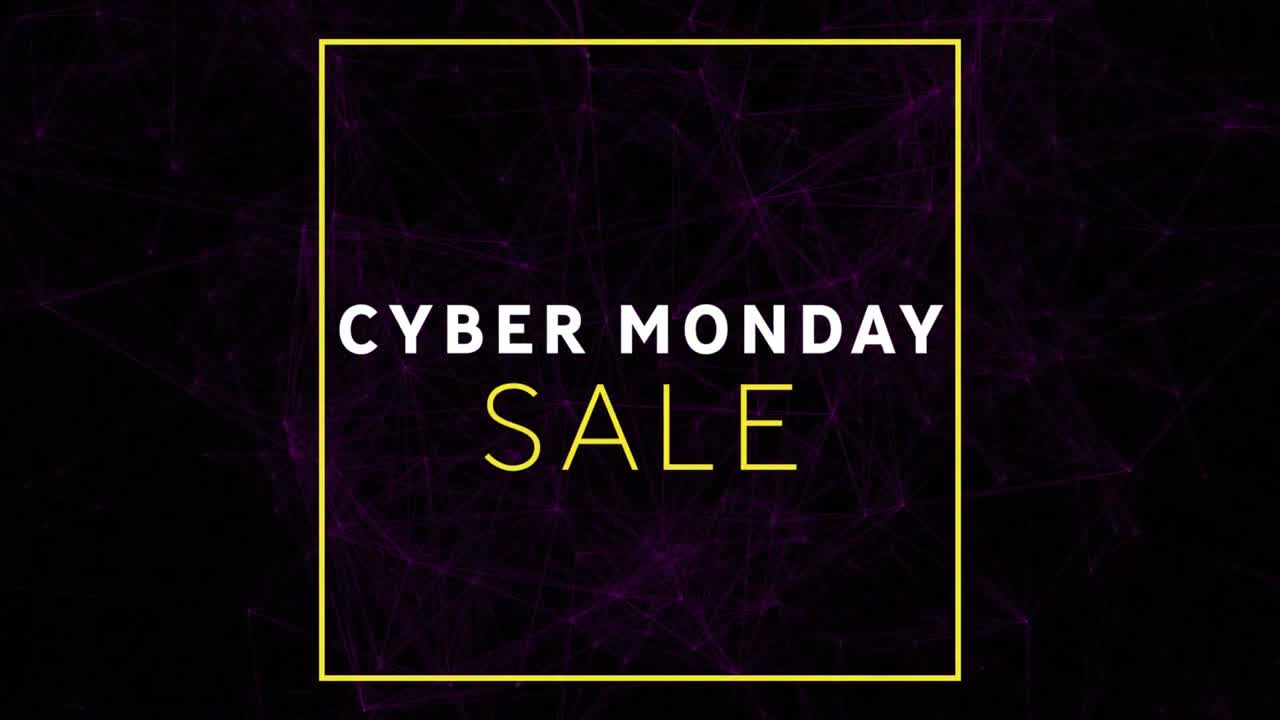 연결 네트워크를 통해 사이버 월요일 판매 텍스트의 애니메이션