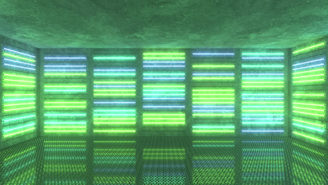 Neon Green and Blue Room