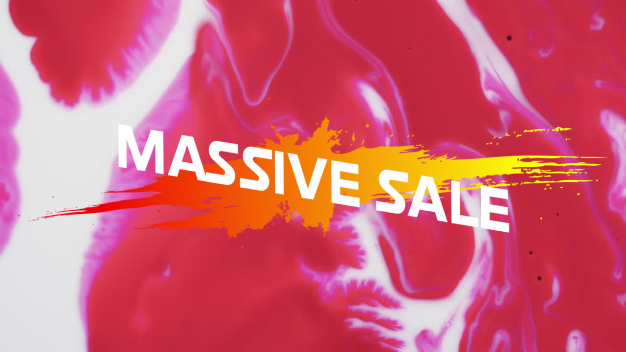 검은색 배경에 대규모 판매 텍스트와 모양의 애니메이션