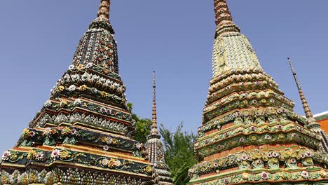 colorful pagodas under a clear blue sky