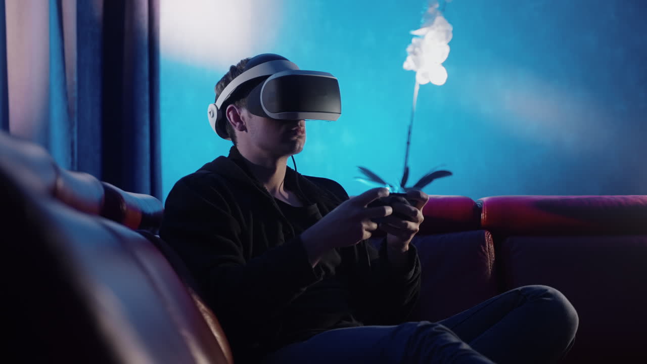 Person Playing VR Game at Home