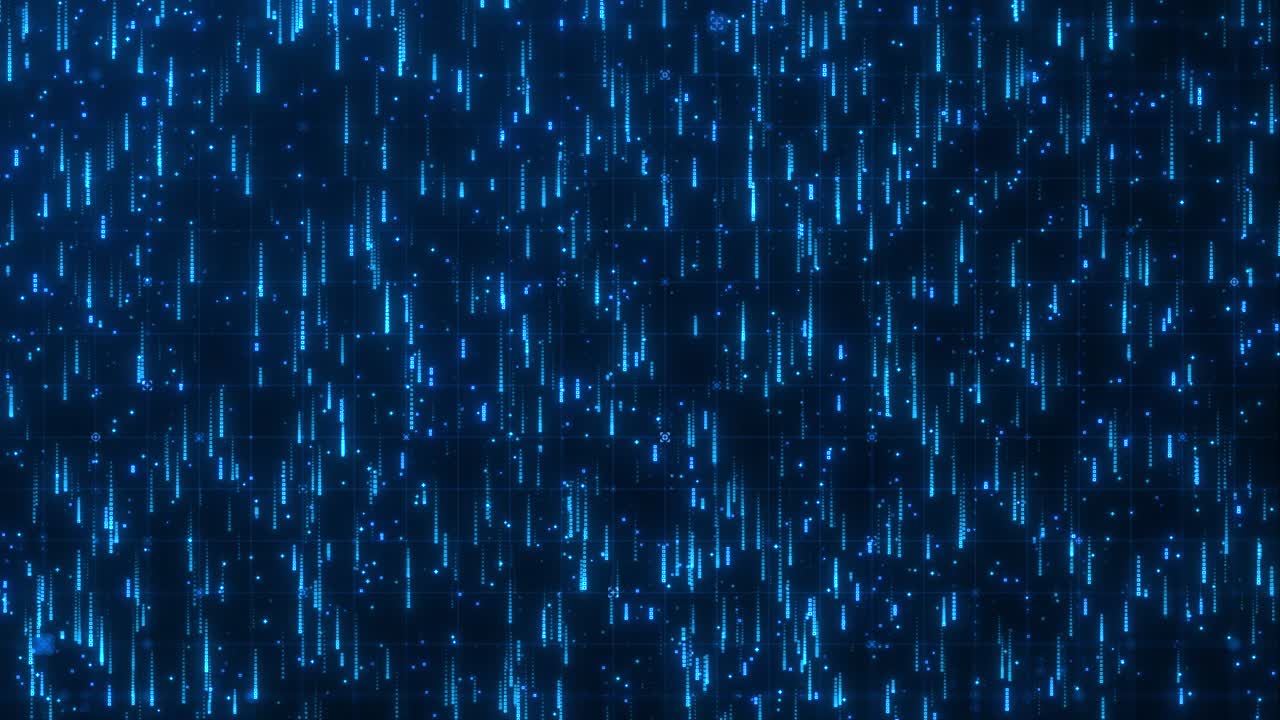Futuristic Digital Data Rain Animation Blue Cyber Code Falling Matrix Background Loop