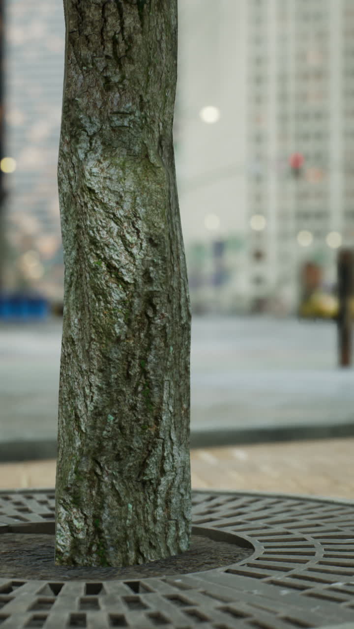 Tree Trunk in a City