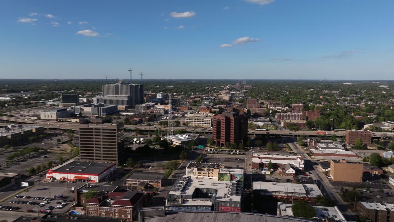 Panning Drone Shot Above Indianapolis Metro Area