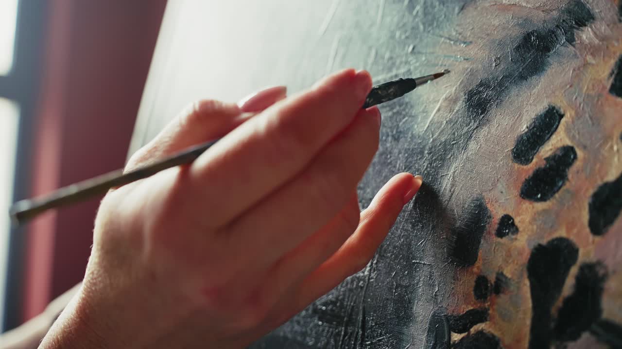 Artist Painting a Leopard Print Portrait