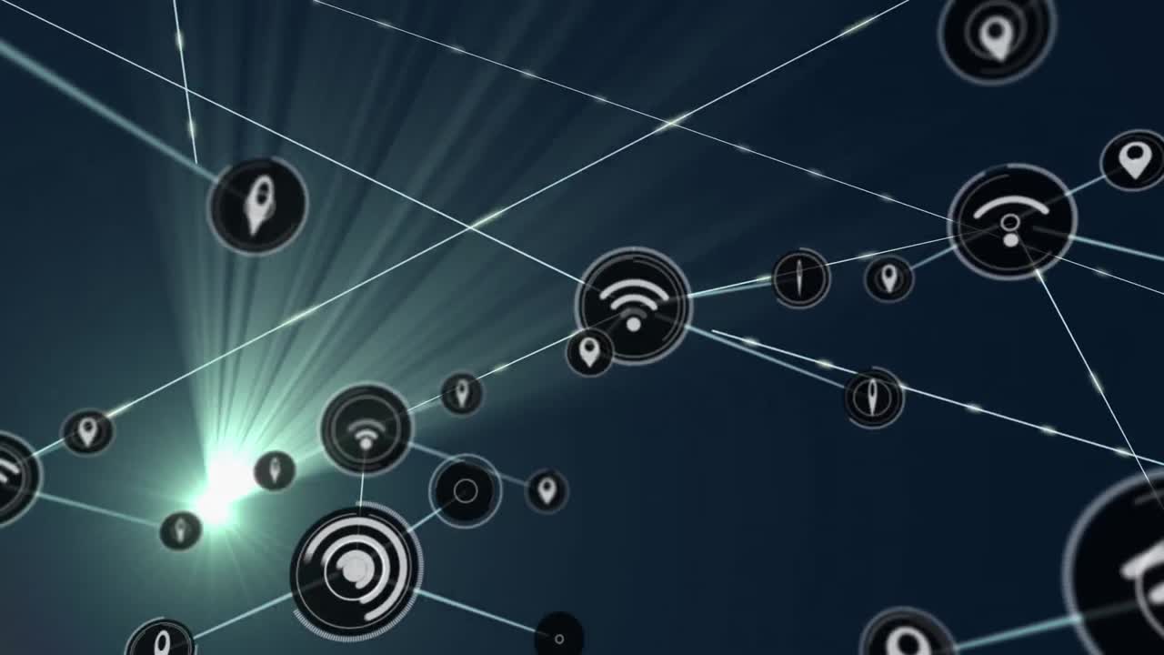 animación de la red de conexiones con las personas iconos sobre fondo verde brillante