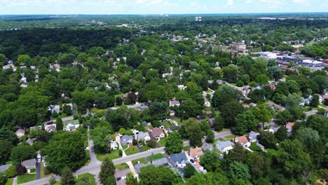 Clintonville-neighborhood-in-Columbus,-Ohio.--Aerial-drone