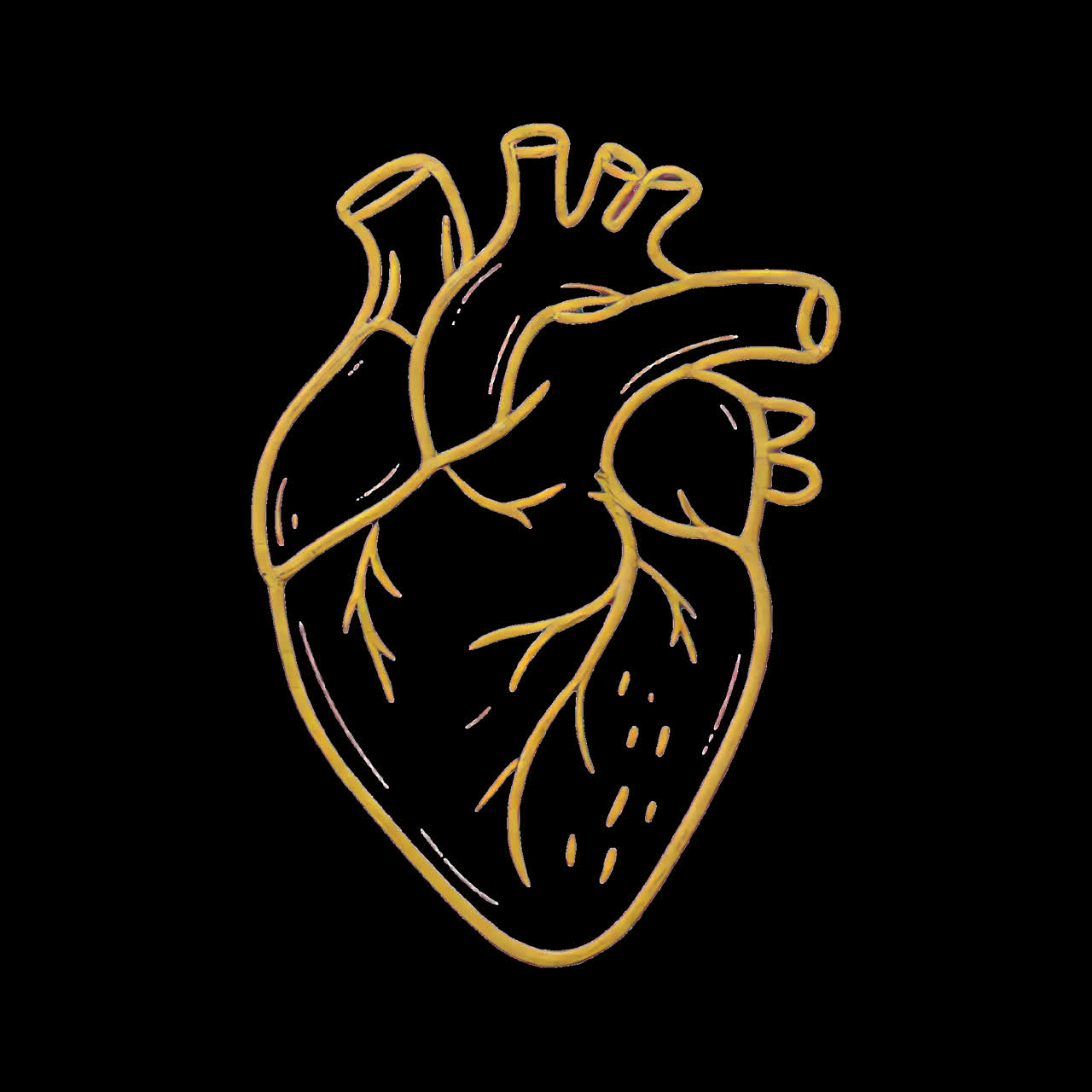 Artistic heart illustration animation isolated asset, transparent 4K video, alpha channel, ProRes