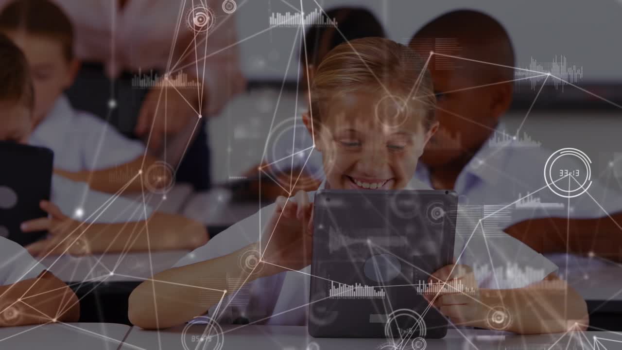 Animation of network of connections over diverse pupils using tablets