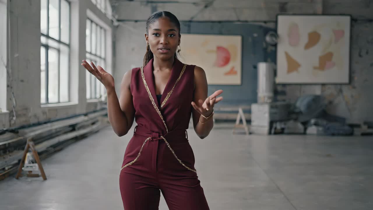 Businesswoman in an art studio