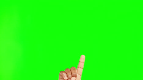 hand, pointing and showing choice on green screen