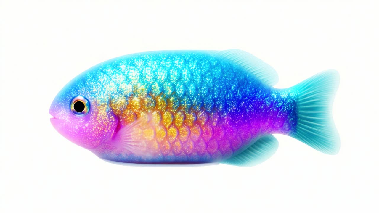 A Vibrantly Colored Fish with Shimmering Scales Swimming Gracefully Against a Bright Background, Displaying Its Beauty and Unique Iridescence Throughout Its Body