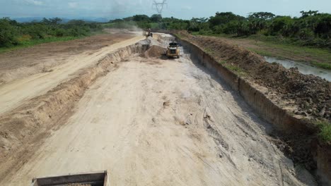 construction of a tunnel with heavy machinery