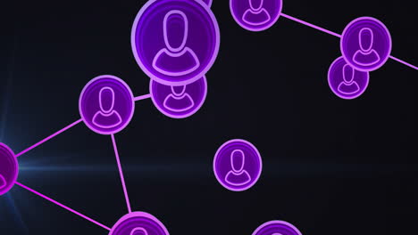 animation of purple network icons connecting, illustrating digital communication concept