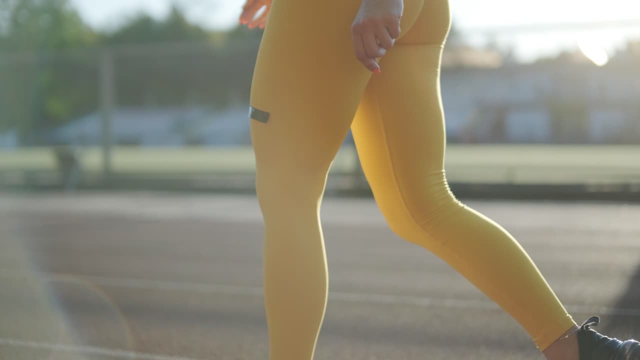 트랙 에서 달리는 여자