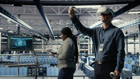 server farm programmer uses vr headset to install updates