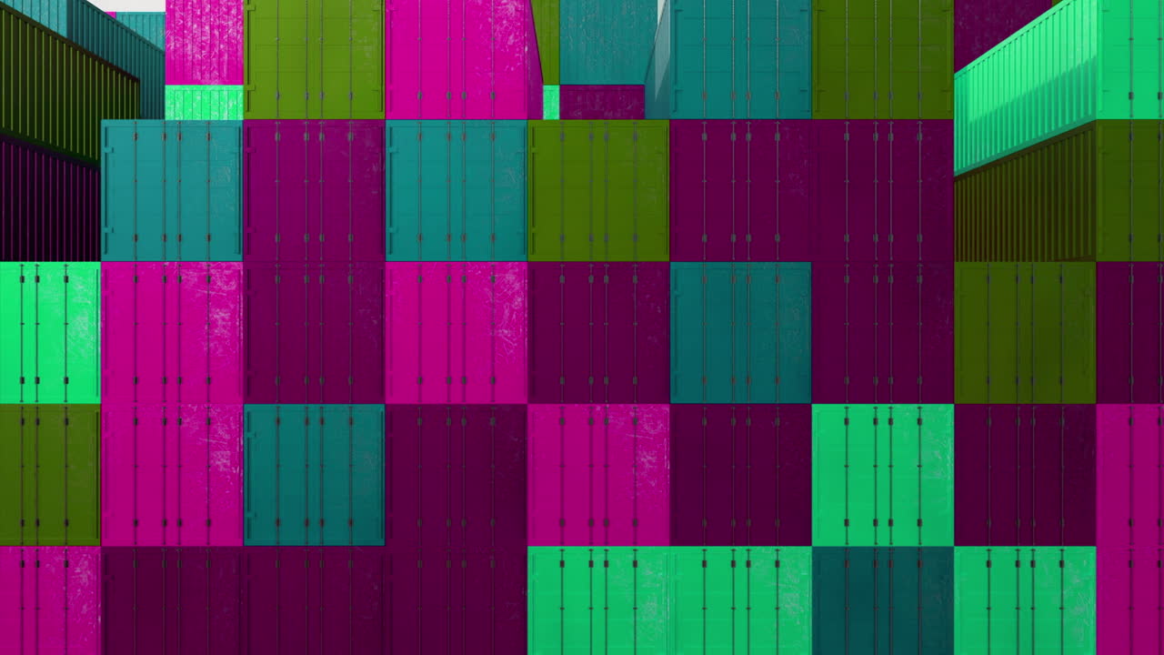 contenedores de transporte coloridos apilados