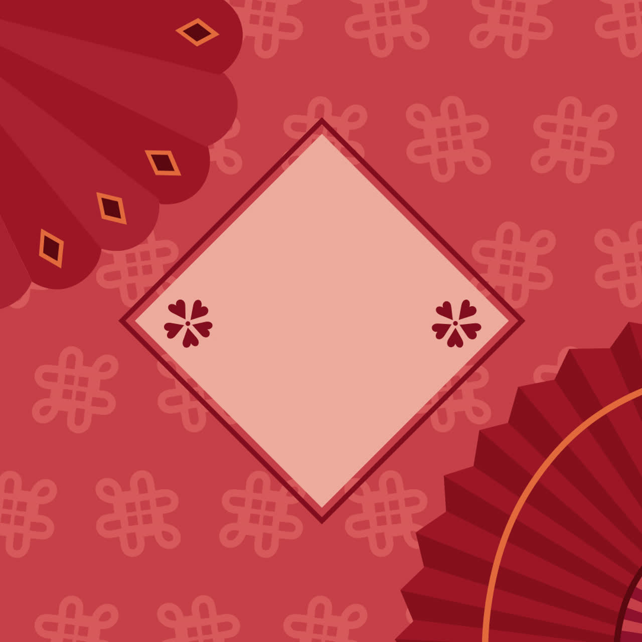 빨간색 중국 신년 팬 디자인