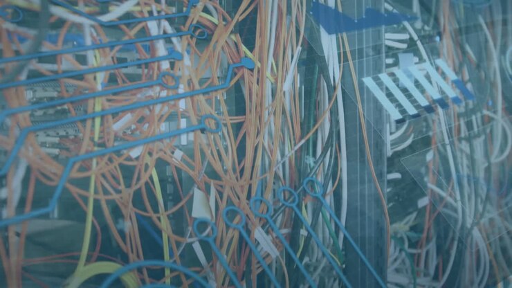 Animation of data processing over server room