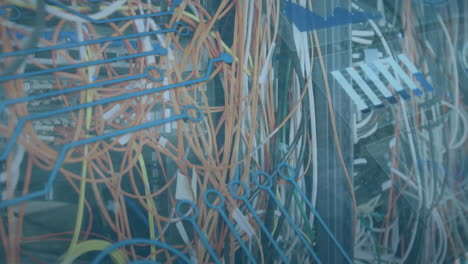 animación del procesamiento de datos en la sala de servidores