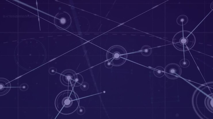 Animation of network of connections over blue background