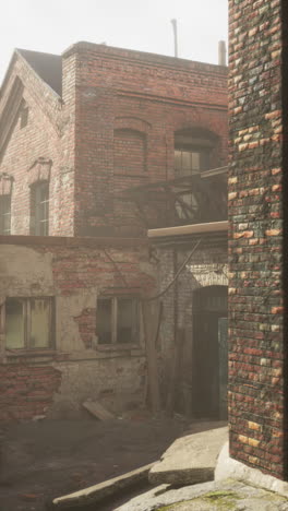 abandoned brick building in fog