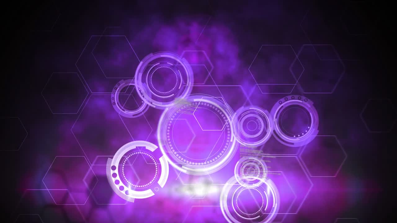 animación de círculos y datos púrpuras