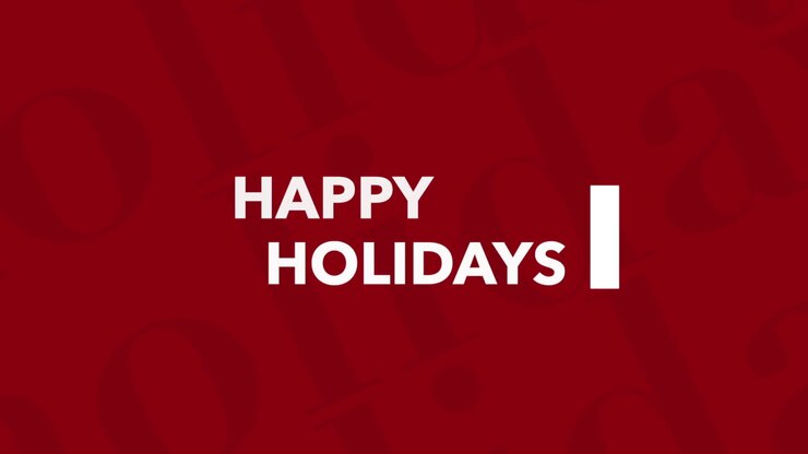 Happy Holidays in modern font on red background