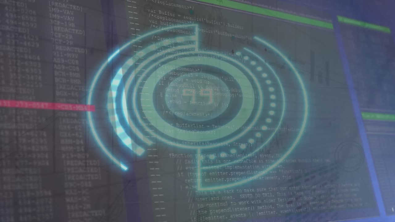 animación del procesamiento de datos y formas de escaneo de alcance en placas de circuitos científicos y informáticos