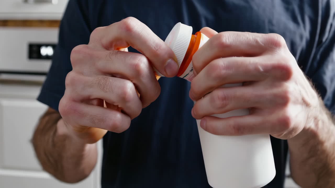 Person Opening a Medicine Bottle
