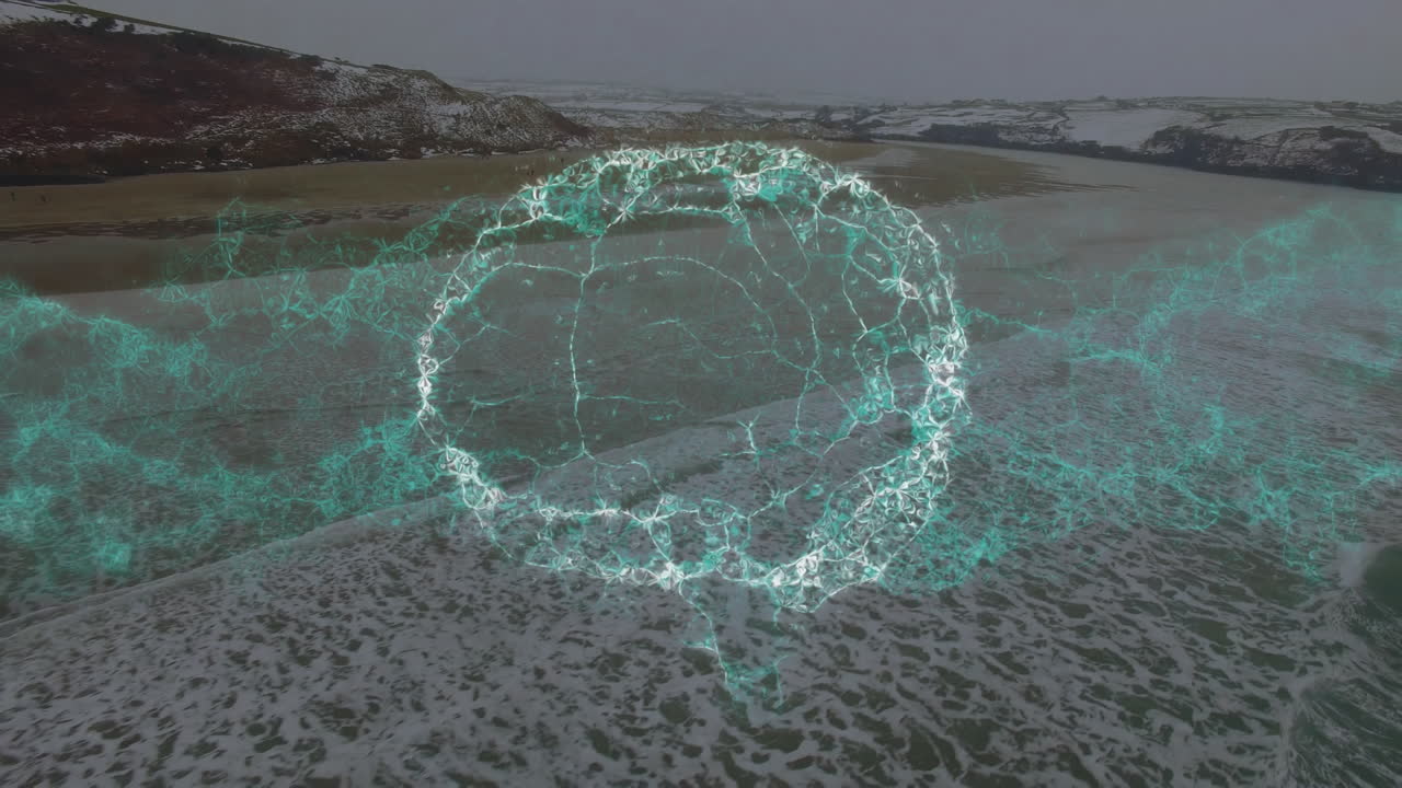 animación del cerebro humano sobre el paisaje marino