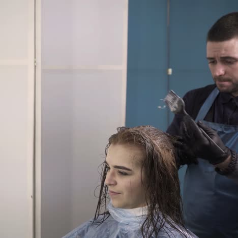 professional hairdresser cutting hair
