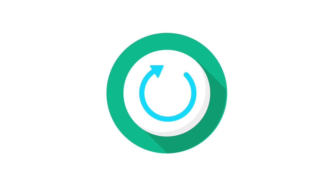 Animated Flat Design Refresh Reload Icon with Circular Arrow
