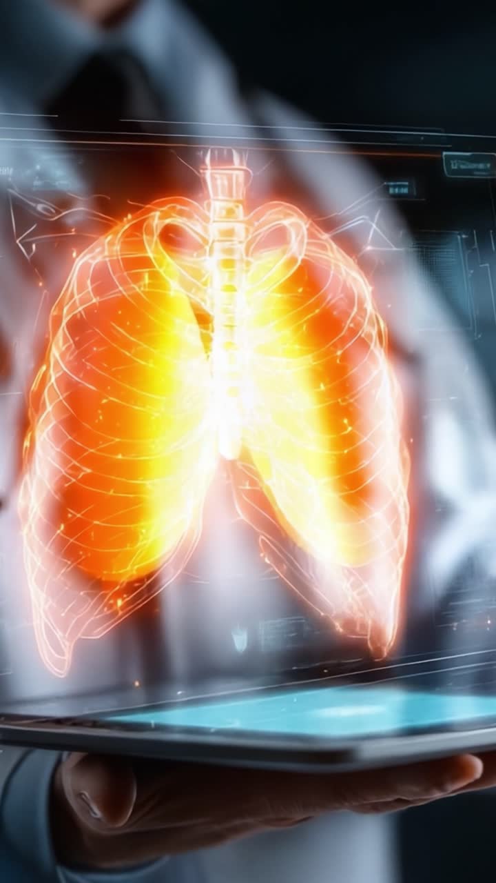 Una visualizzazione dettagliata dei polmoni umani: un display interattivo che mostra l'anatomia e la funzione polmonare con tecnologia innovativa.