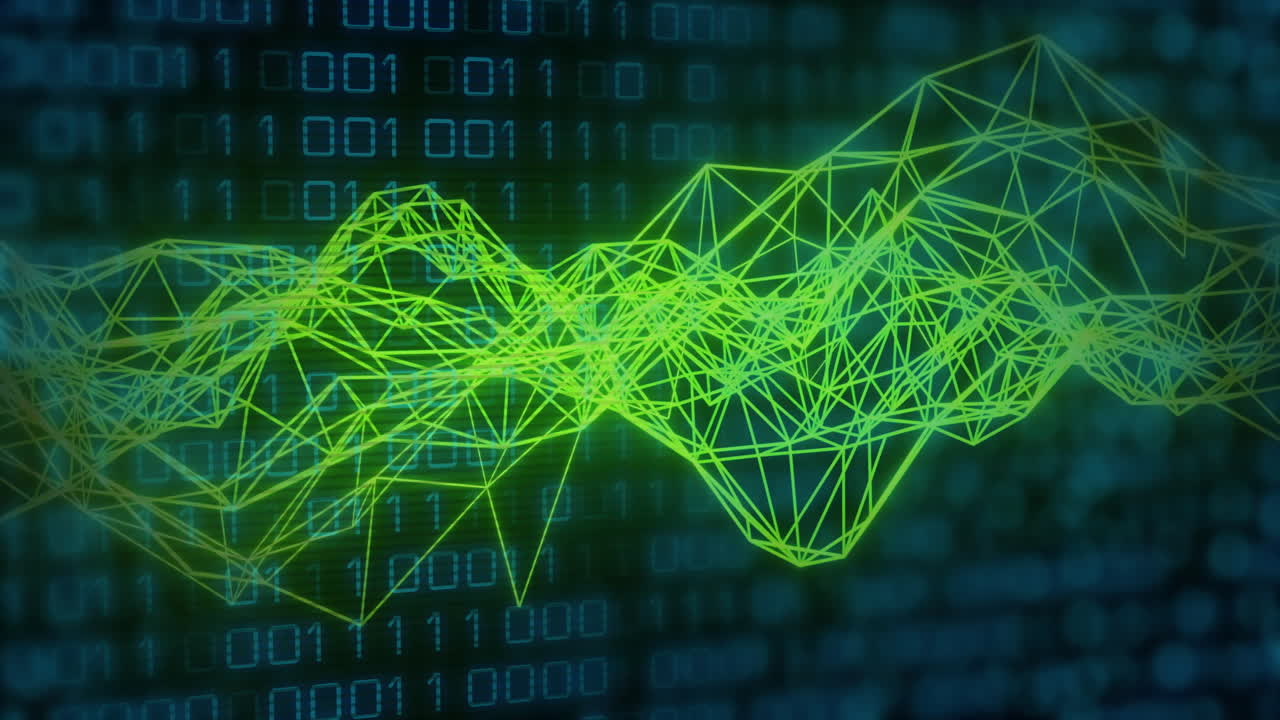 Animation of binary coding and digital data processing over connections