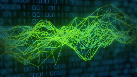 animation of binary coding and digital data processing over connections