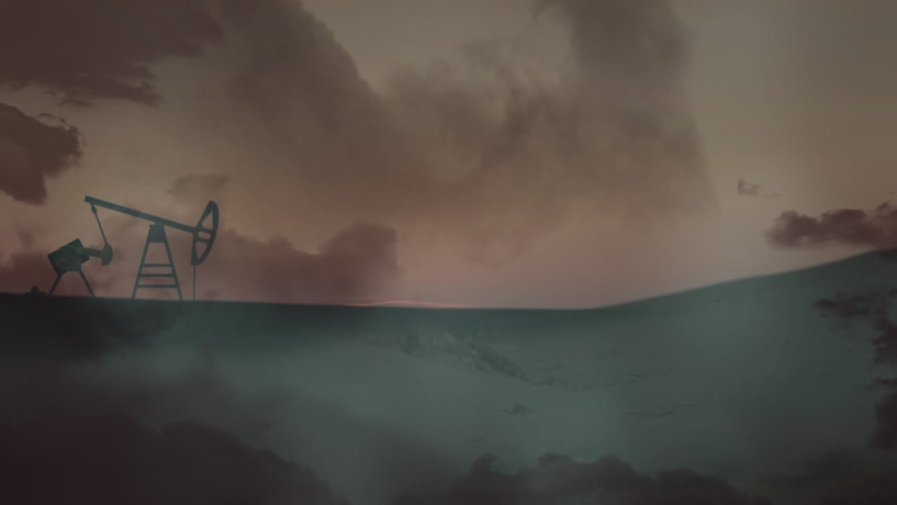 Oil drill on a wide field