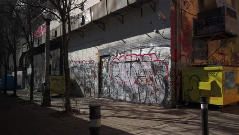 Wide-exterior-shot-of-the-gritty-back-and-side-alley-of-the-now-defunct-Beverly-Tavern-in-Toronto